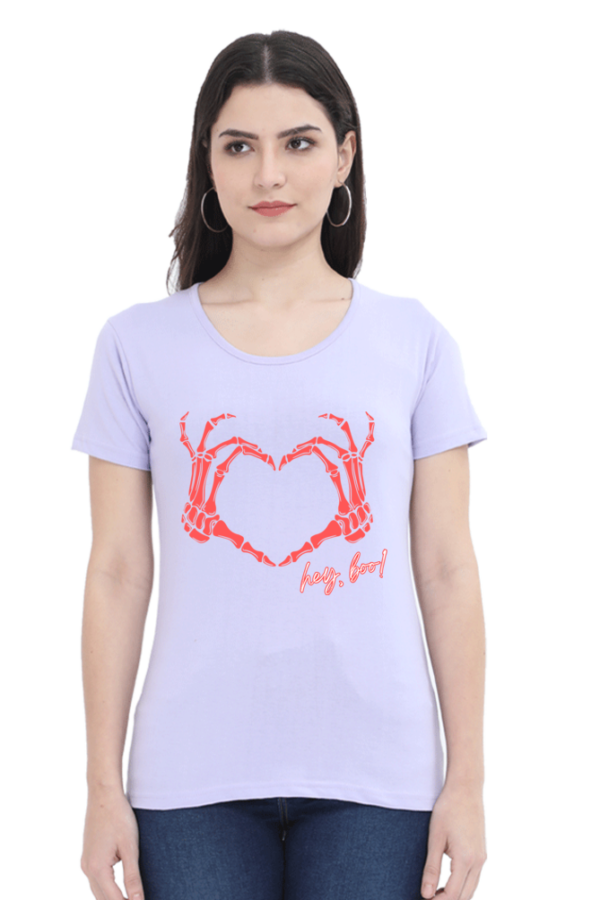 Cotton Printed Hey Boo T-shirt for Women