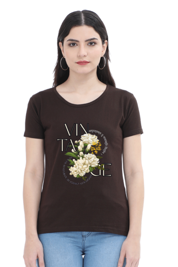 Cotton Printed Vintage T-shirt for Women