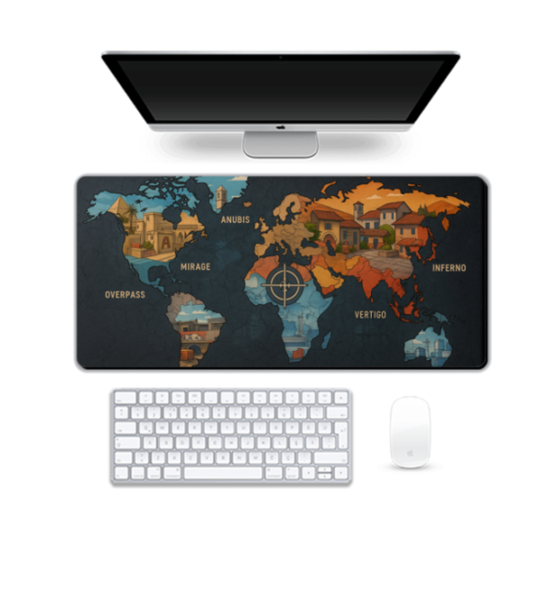Printed The World Is A Map Gaming Pad, 90 x 42 cm