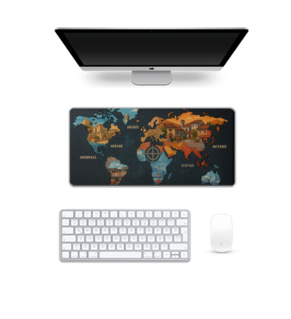 Printed The World Is A Map Gaming Pad, 60 x 28 Cm