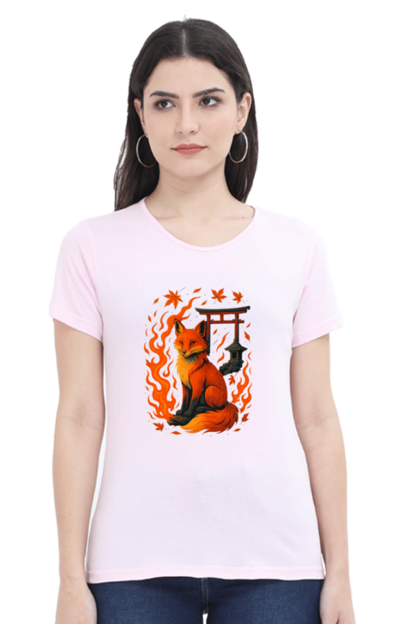 Cotton Printed Inari Fox T-shirt for Women