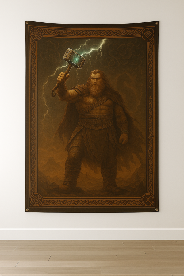 Sublimation Printed Thor Tapestry with Metal Grommets & Adhesive Screws, 54 x 84 inch