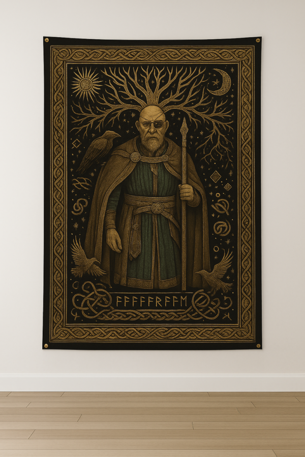 Sublimation Printed Odin Tapestry with Metal Grommets & Adhesive Screws, 54 x 84 inch