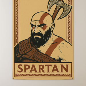 Sublimation Printed Spartan Tapestry with Metal Grommets & Adhesive Screws, 54 x 84 inch