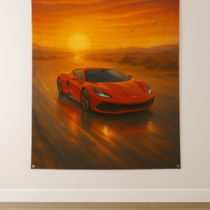 Sublimation Printed Turbo Mirage Tapestry with Metal Grommets & Adhesive Screws, 54 x 84 inch