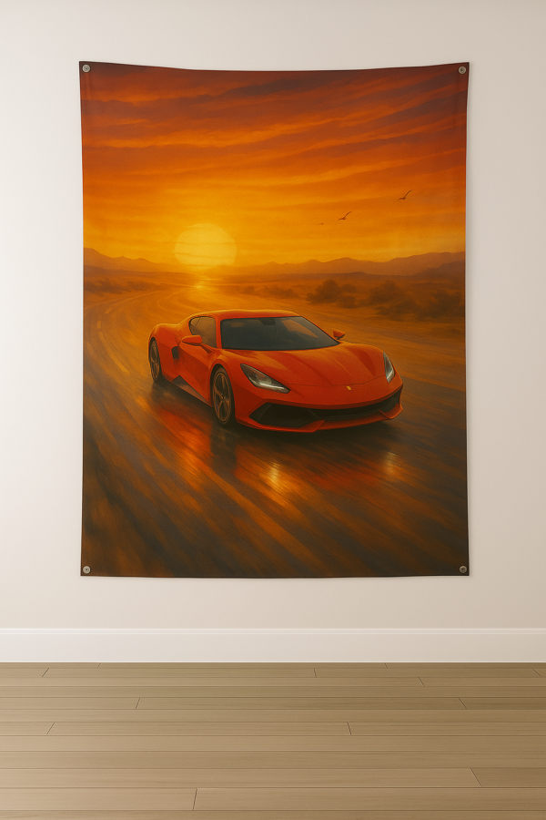 Sublimation Printed Turbo Mirage Tapestry with Metal Grommets & Adhesive Screws, 54 x 84 inch